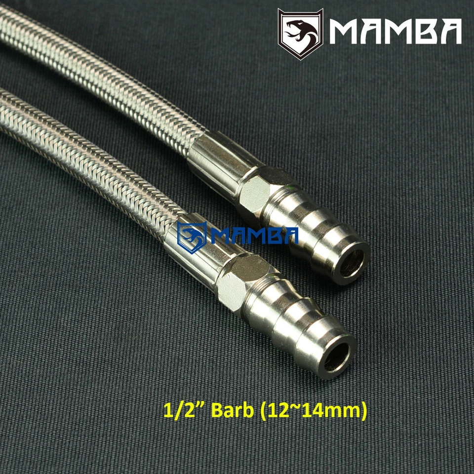 M14x1.5 Universal DIY Turbo Water Line Kit 6AN 3/8" Hose 90Deg-1/2" Barb 25cm US - Image 3 of 4