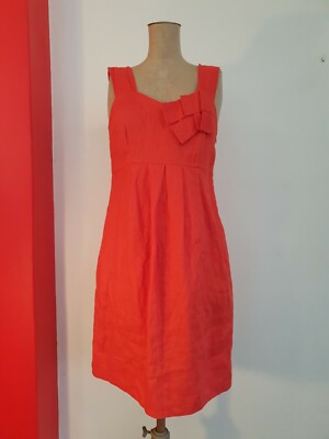 Jigsaw Linen Dress 10 Orange Australia