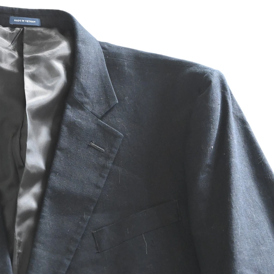 Stafford 50S Black Linen Cotton Classic Fit Mens Blazer Sport Coat Jacket - Image 2 of 4