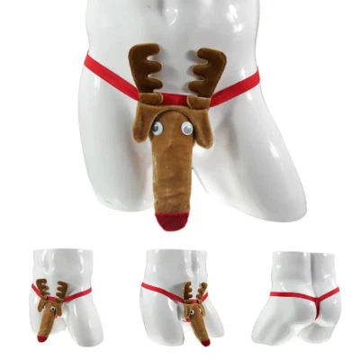 Mens Willy Warmer Rudolf Reindeer Posing Pouch G-String Thong Stag Secret Santa
