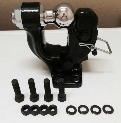 3.5T BLACK PINTLE HOOK 2" BALL COMBO TRAILER TOW HITCH TOWING HEAVY DUTY