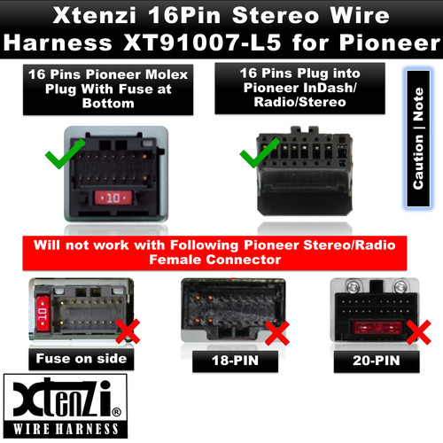 Xtenzi 16Pin Car Radio Wire Harness Connector for Pioneer AVICX930BT AVICX9310BT - Picture 5 of 10