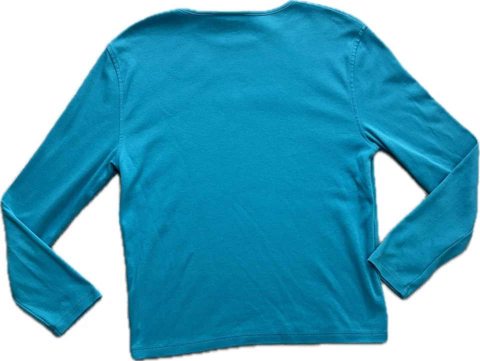 Camiseta manga longa vintage anos 90 M&C Sportswear L feminina enfeitada Grandma Core Y2K - Imagem 3 de 4