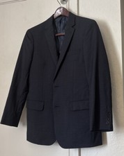 New John Varvatos Navy Blue Plaid Sportcoat 38 S Short R Reg