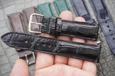 22mm/20mm Black Genuine Crocodile SKIN Leather Watch Strap Band Quick Release