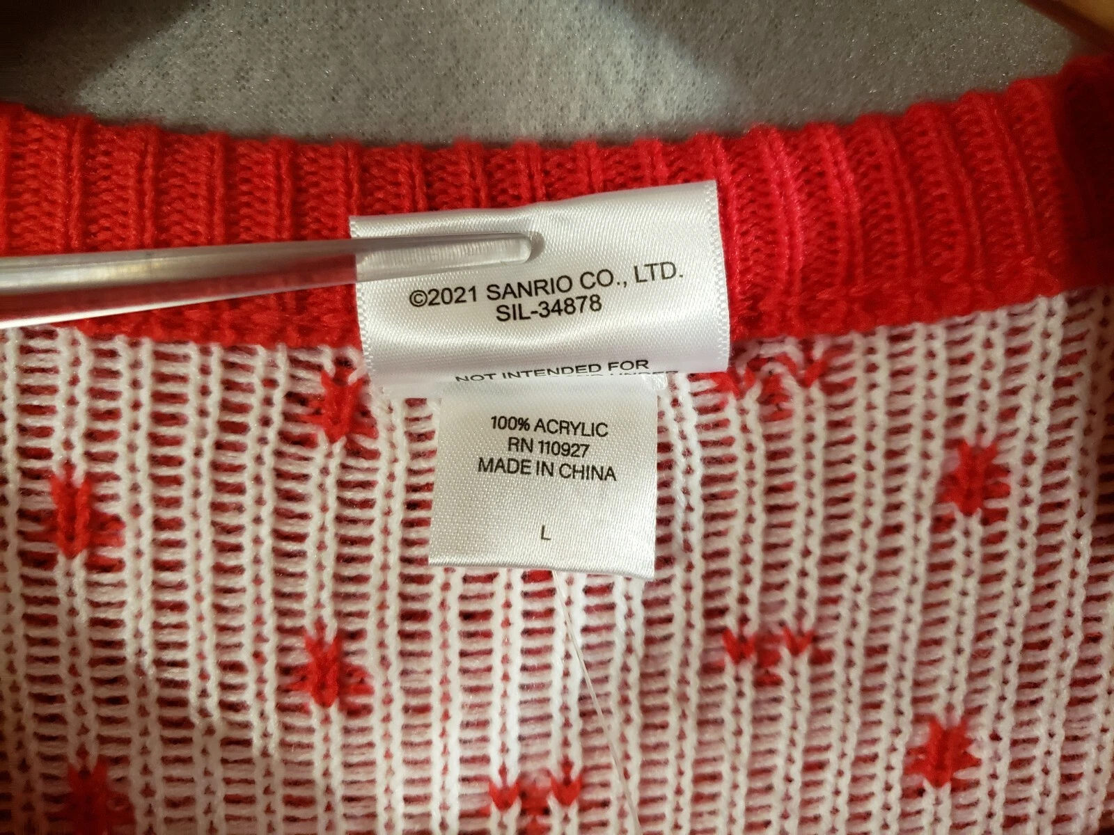 Hello Kitty Ugly Christmas Sweater Women Size Large Red White Very Cute