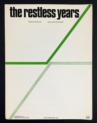 The Restless Years 1973 Vintage Sheet Music Piano Vocal Guitar Black Scharf Duet