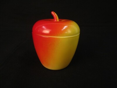 Vintage Hazel Atlas 1950's Apple Milk Glass Lidded Kitchen Jelly Jam Jar