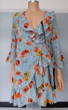 pretty little thing Floral Wrap Over Dress Size 36 Uk 8 Bnwts 