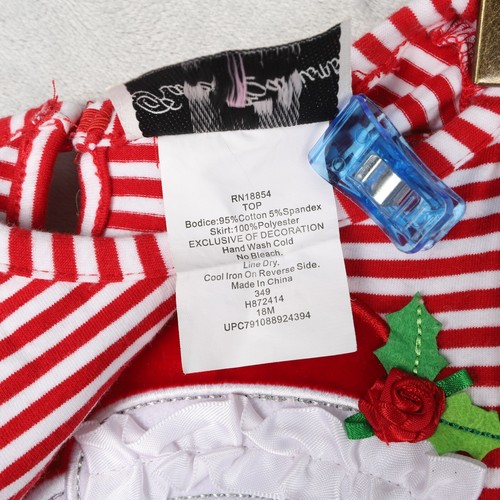 Rare Editions Christmas Dress Girl 18 months Red White Striped Santa Tutu Skirt - Picture 8 of 8