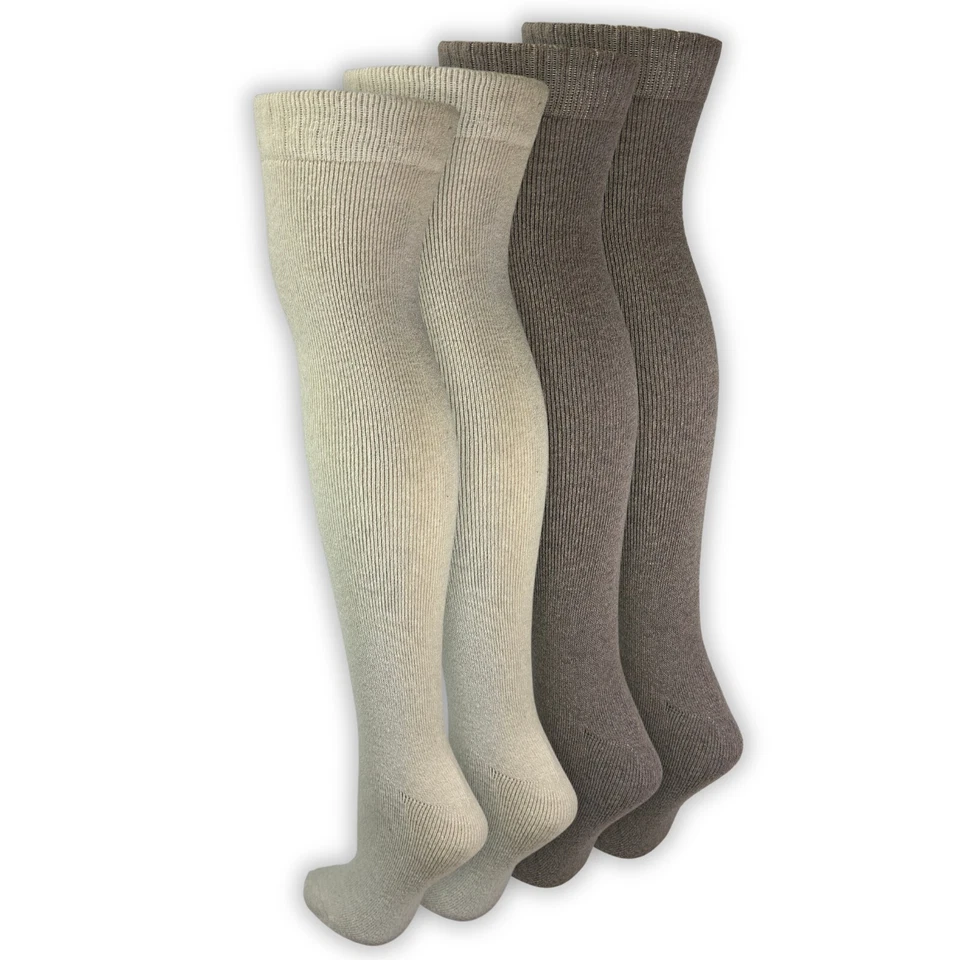 Kniestrümpfe Overknees Schafwolle Wollsocken Damen (2x Paar) Winterstrümpfe - Bild 4 von 4