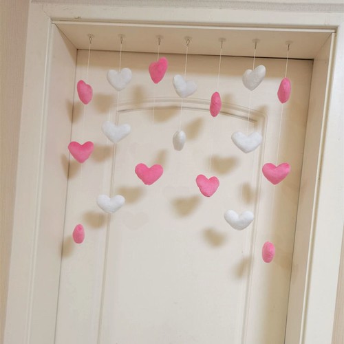Heart Shaped Furry Door Hanging Curtain Self Adhesive Cute Sweet Home Decor Pink - Picture 4 of 19