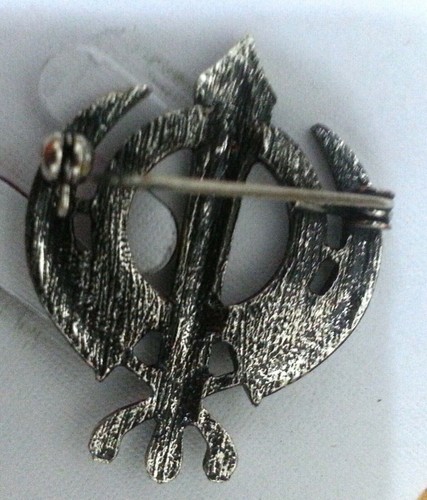 Stunning diamonte silver plated sikh khanda brooch cake pin x-mas singh gift - Picture 7 of 10