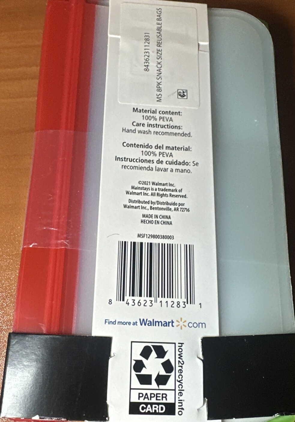 MAINSTAYS 8 pack Snack-Size Reusable Food Storage Bags – 7.5” x 4.5” PEVA