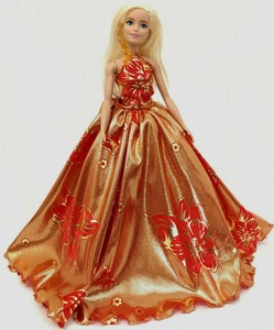 metallic orange dress