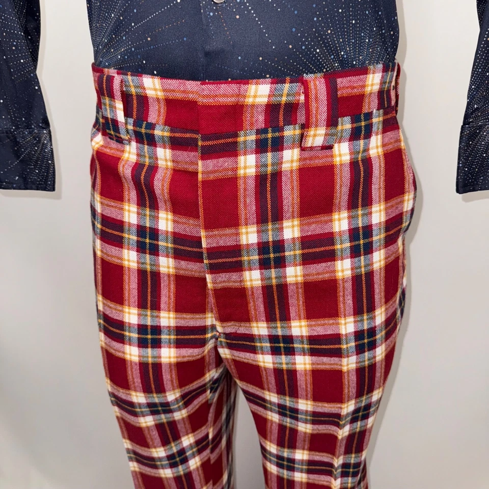 De Colección Años 60 Haggar Pantalones Campana Parte Inferior Pierna Ancha Ocio Traje Disco A Cuadros Para Hombres 36 31 Foto 2 de 4