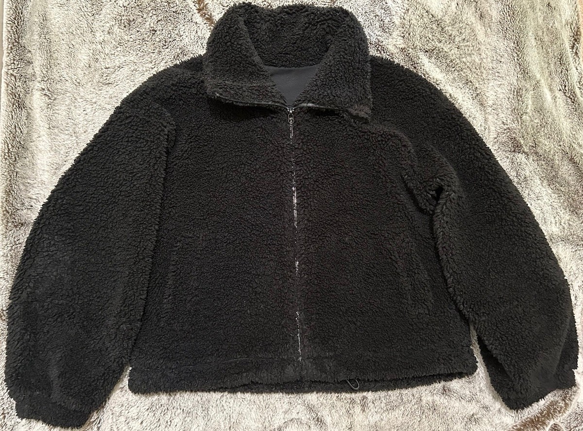 Lululemon Women's Soft Sherpa Cinchable Fleece Full Zip Up Black