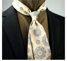 New Classic Polka Dot Yellow Blue JACQUARD WOVEN 100 Silk Men's Necktie Tie