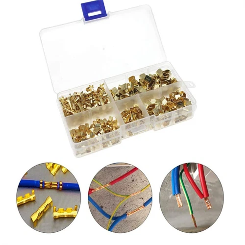 500 Pcs U Shape Copper Terminals Crimp Kit - Non-Insulated Assortment CableWire - Picture 8 of 9