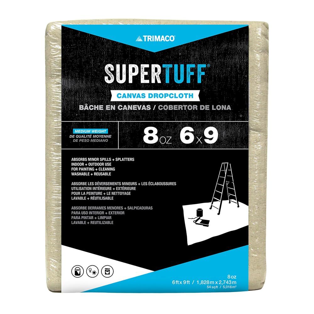 Trimaco 58909 SuperTuff 8 oz Premium Contractor Grade Heavyweight Canvas Drop