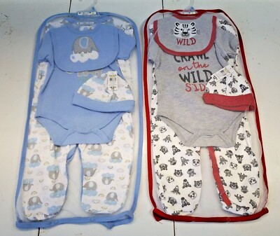 DUCK DUCK GOOSE BABY BOY 5 PIECE OUTFIT- WILD (tiger) Or LITTLE STAR (Elephant)