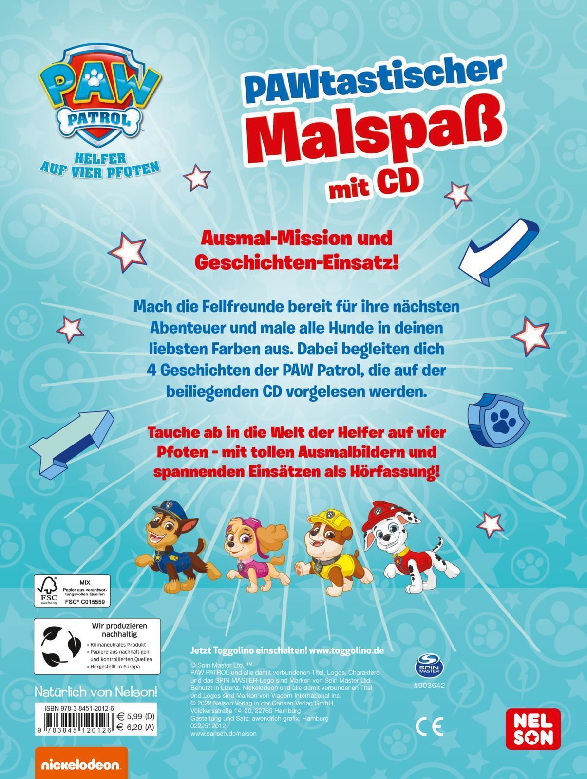 Thumbnail - Paw Patrol Ausmalbilder: Pawtastischer Malspaß Mit Cd | Deutsch |