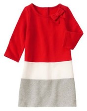 NWT Gymboree Holiday Shop Red Ivory Gray Fleece Colorblock Dress SZ 5 Girls
