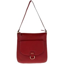 Tula England Leather Medium Zip-top Shoulder Bag Scarlet Nwot