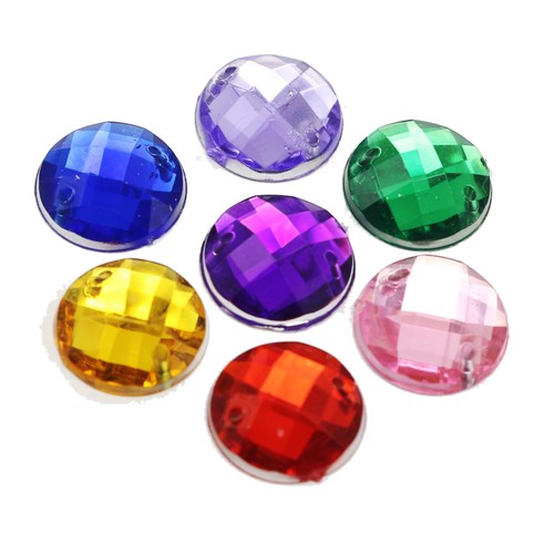 200 Flatback Acrylic Round Sewing Rhinestone Gems Button 12mm Sew on beads - Picture 19 of 19