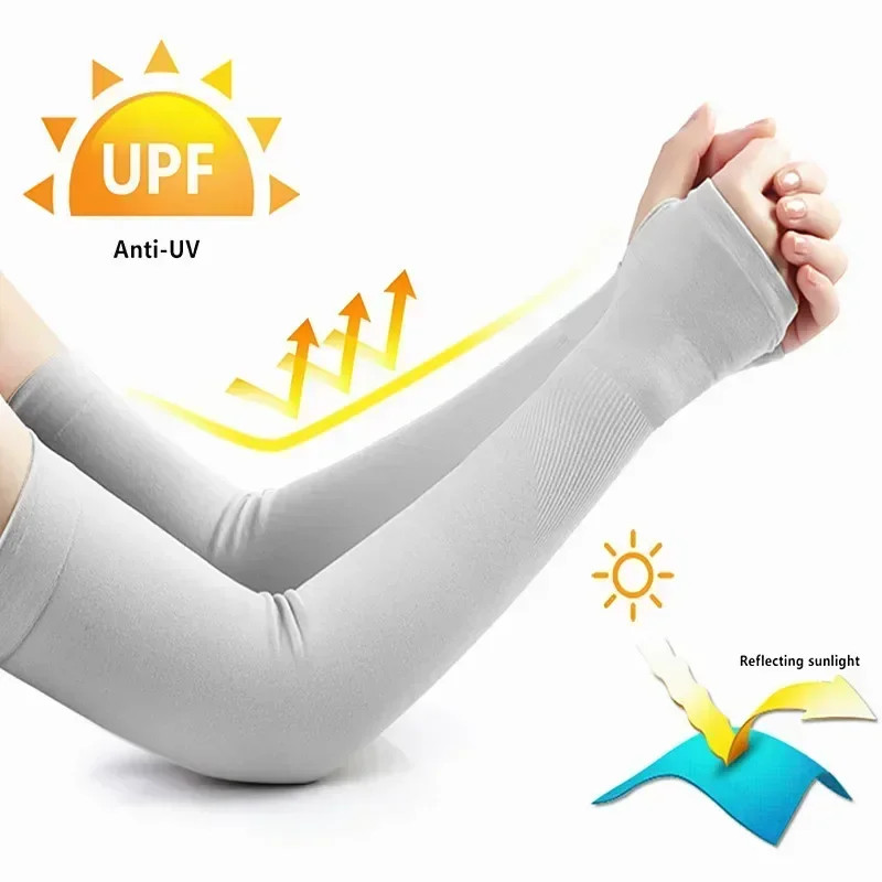 1 Pair Summer Long Ice Silk Arm Sleeves Sun UV Protection Hand Protector Cover S