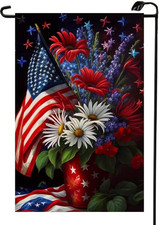 Patriotic 4Th of July Garden Flag 12X18 Inch Double Sided for outside Floral USA