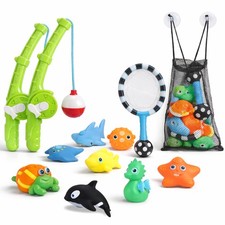 Magnetic Toddler Bath Toys - Kids Fishing Pool Game Set of 2 Fishing Poles, 8...