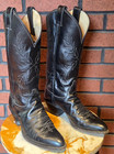 Black Leather White Stitching Vintage Justin Western Cowboy Boots Sz M-8/W-9.5 — photo 2