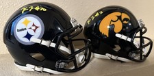 Kaleb Johnson signed Pittsburgh Steeler & Iowa Hawkeyes Mini Helmets Beckett COA