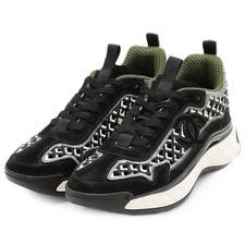 CHANEL G37617 matelass  Sole Suede x Mesh Low Cut Sneakers Women Size 37 Black
