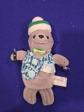 Coca-Cola Plush Seal 1999 Striped Vest Knit Cap Coke Bottle Tags 0207 Vintage
