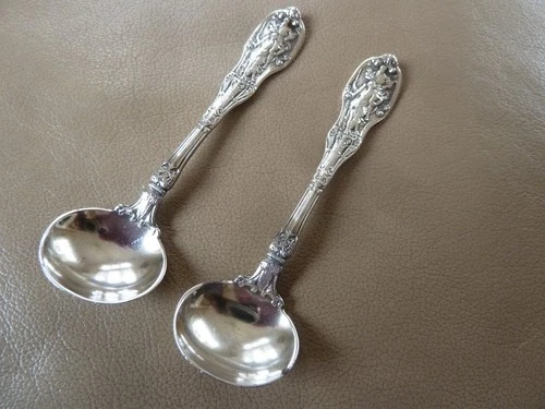 2 Sterling Silver Master Salt Spoons - Gorham Mythologique