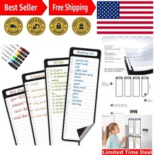 Compact 4"x12" Magnetic List Board with 6 Markers - Perfect for Daily Planning