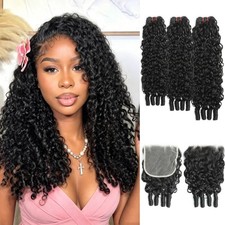 Burmese Curly Bundles Human Hair with Closure 16 18 20 14 Inch 5x5 HD Lace