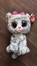 TY Beanie Grey Tabby Cat Glittery Eyes Soft Plush Toy