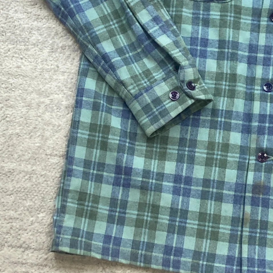 Винтажный Pendleton доска рубашка средний синий зеленый Virgin шерсти Tartan 70-х петля воротник - Изображение 2 из 4