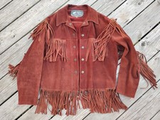 VINTAGE 1970s LEATHER FRINGE COWBOY JACKET CLINT EASTWOOD COAT SPAGHETTI WESTERN