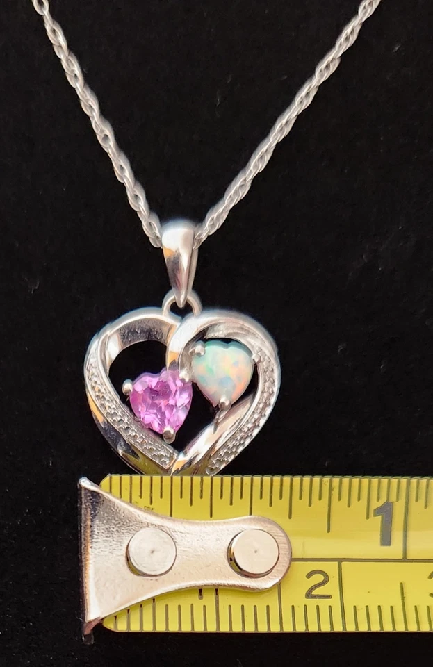 Kay ювелиров опал сапфир бриллиант серебро сердце ожерелье серьги комплект - Изображение 3 из 4