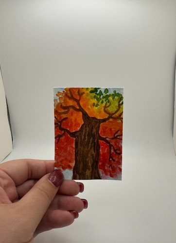 ACEO Original LKZArtCreations Watercolor Fall Autumn Maple Tree Plant Landscape