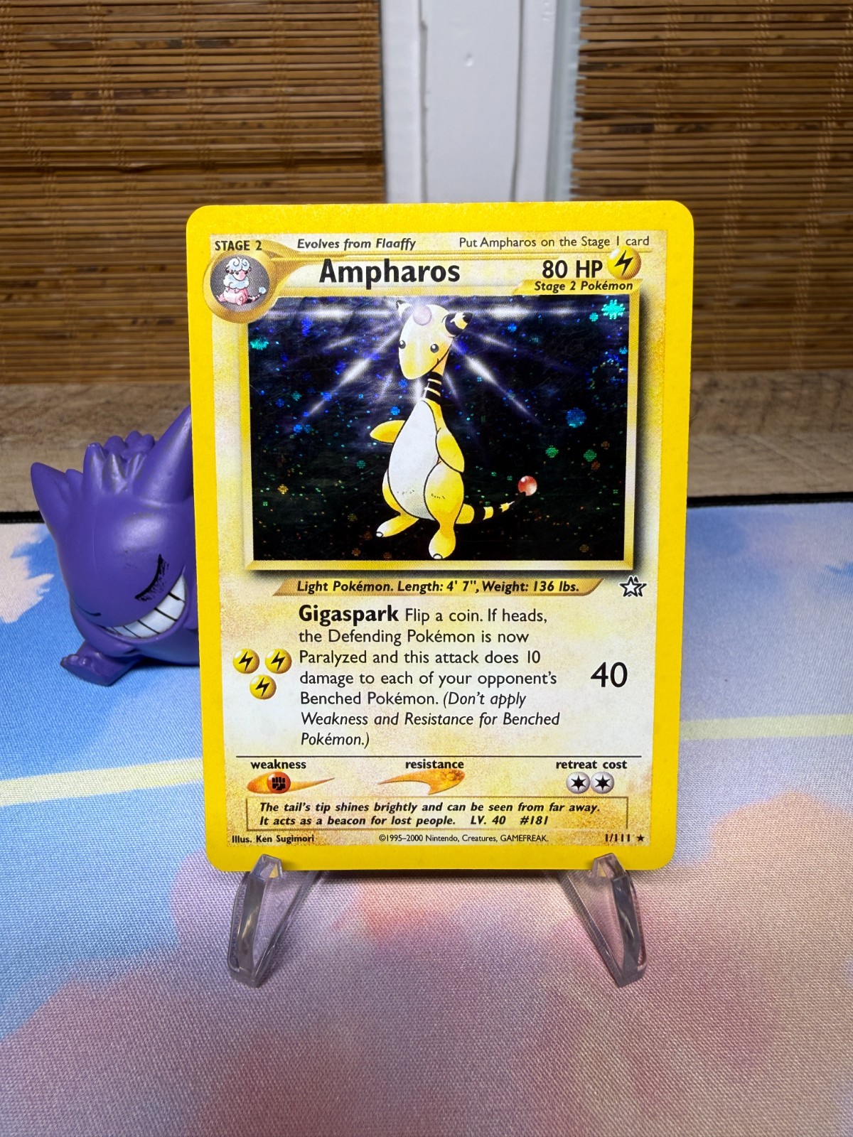 Ampharos 1/111 Neo Genesis Holo Pokemon TCG WOTC Vintage SWIRL