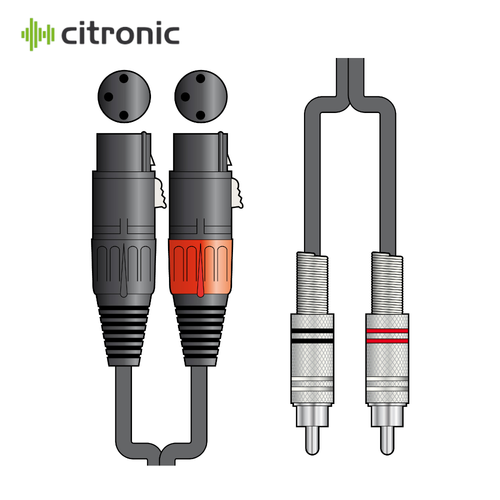 Citronic Twin 2 x Spine RCA a 2 x Cavo XLR Femmina 1,5 m/3 m - Foto 1 di 4