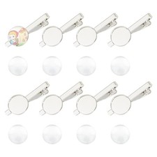 8 Pcs Blank Tie Bar Clip Making Kit, Platinum Tie Clip with 8 Pcs Blank Glass