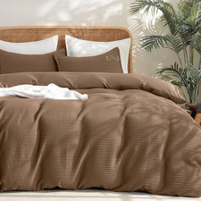PHF Soft Waffle Duvet Cover Queen Size- Durable Breathable Waffle Weave Duvet Co