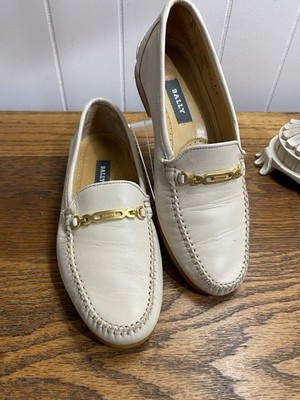 Bally KAUAI Women s 7M Leather Loafers Beige Horsebit Italy Good Condition