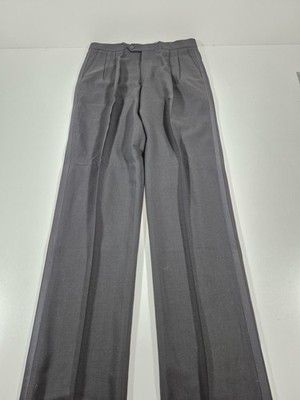Giorgio Wool Dress Pants Men's 36x36 Black Pleated Classic Fit Formal Unhemmed
